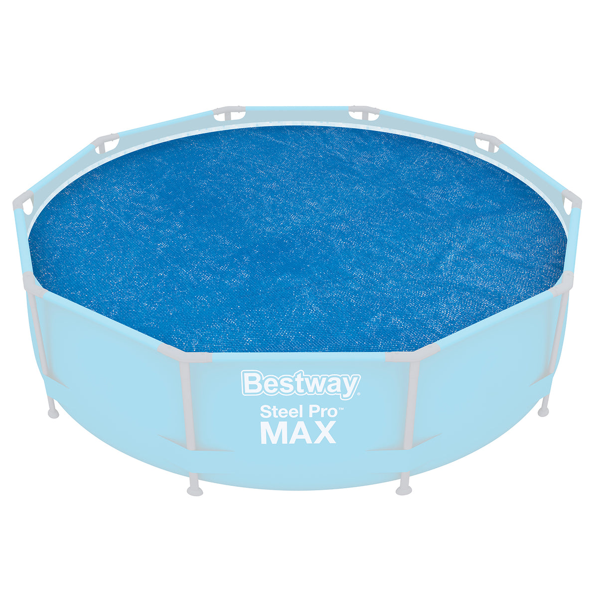 Bestway Flowclear Solarabdeckplane Ø 289 cm auf rundem Steel Pro Max Pool – Hauptansicht